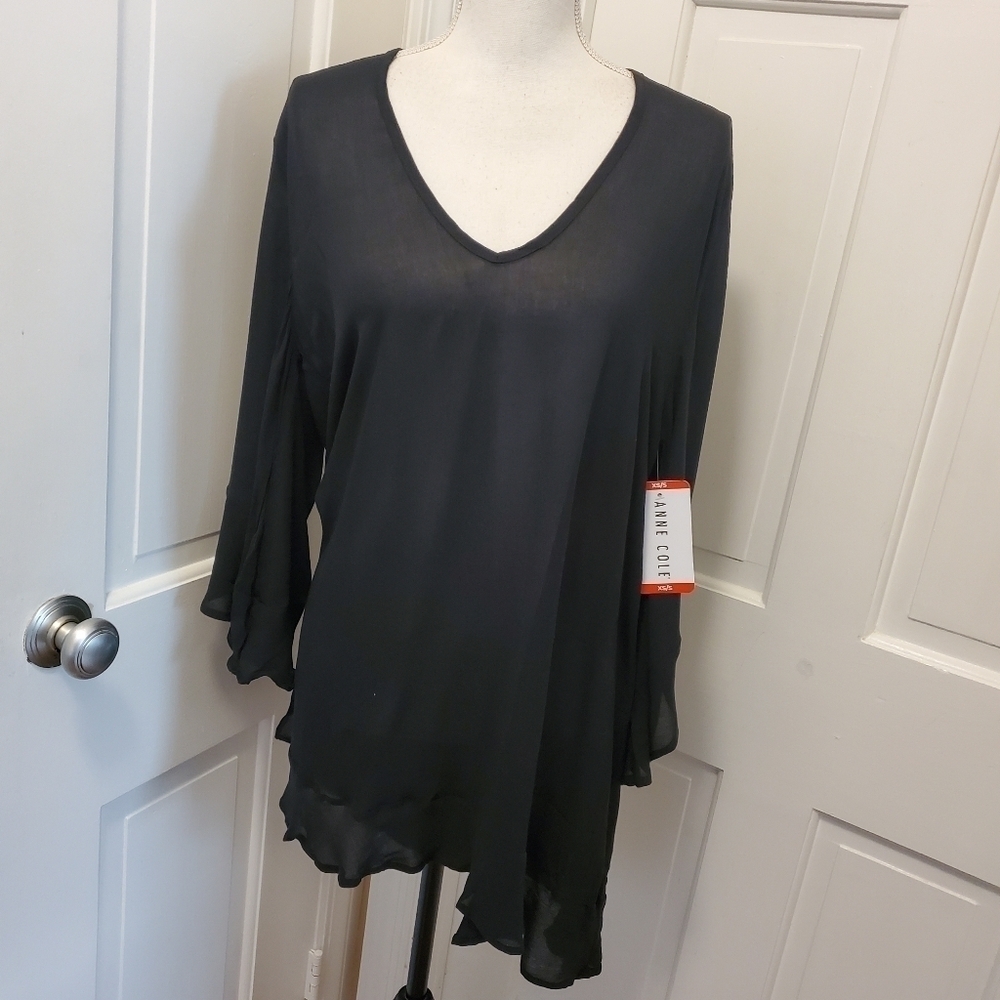 NWT Anne Cole Black Beach Coverup, Size XS/Small 100% Rayon